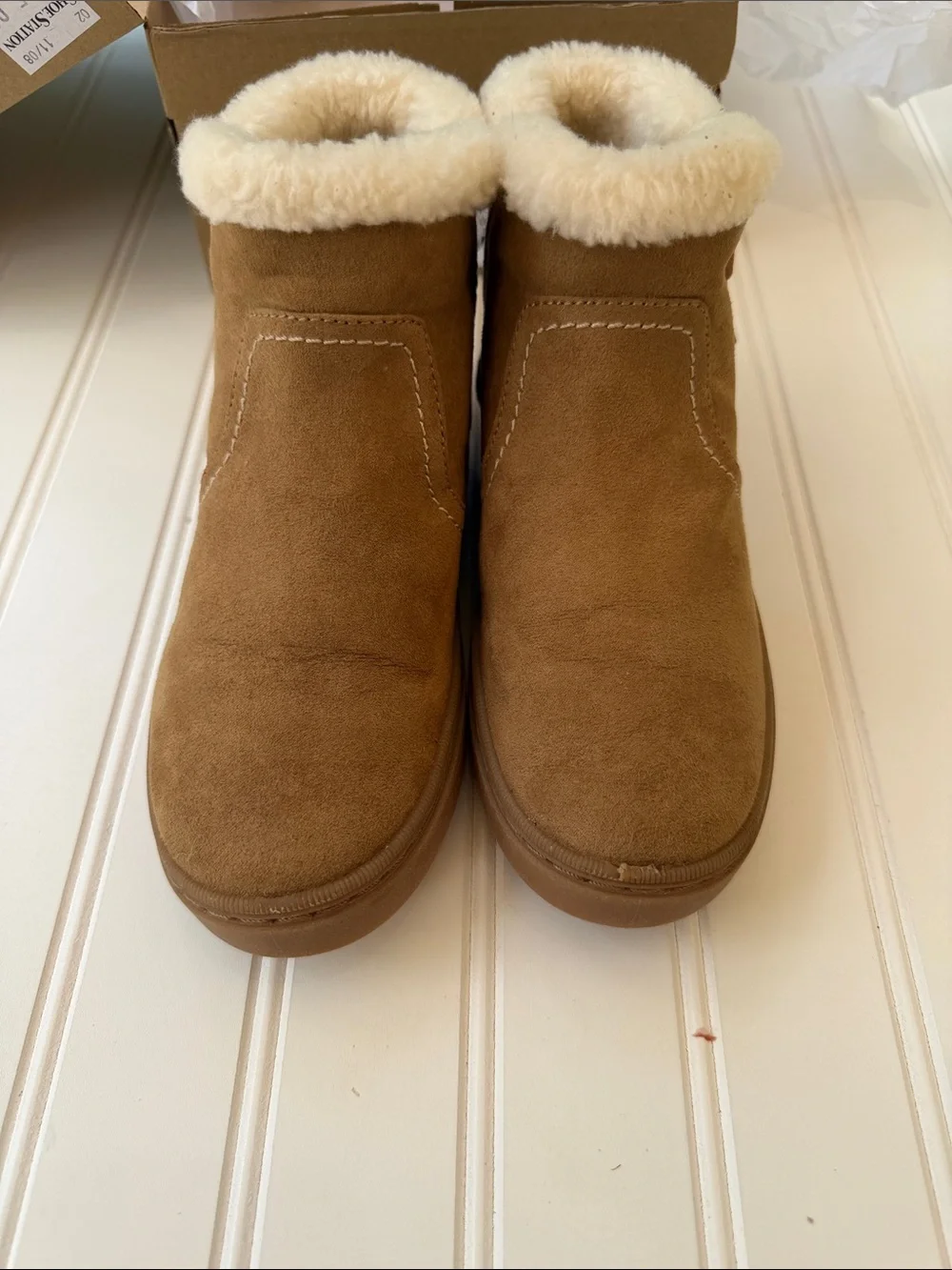 Sperry Kids Chestnut Suede Shearling-Lined Zip Boots